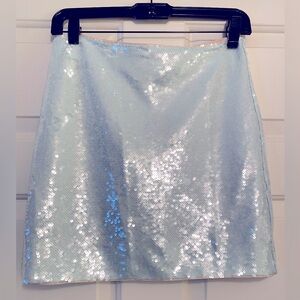 Guess Sequins mini skirt baby blue color.